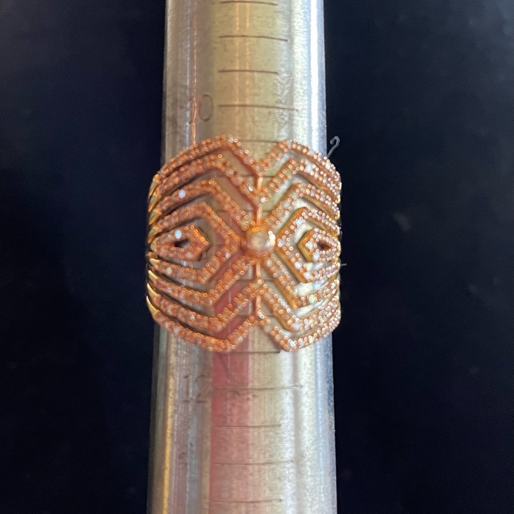 Carol Brodie Rarities Art Deco 1ct Champagne Diamond Ring Sterling Silver Gold
